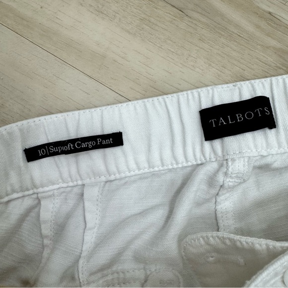 Talbots Linen Cotton Linen Blend White Supersoft Cargo Pant Crop Chino Size 10 - Picture 6 of 6